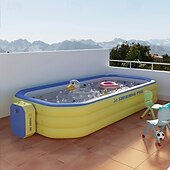 お買い得  プール、ホットタブ＆用品-1個の大きな長方形のインフレータブルスイミングプール - 庭やパーティー用の耐久性のあるPVC屋外ファミリープール &amp;音楽フェスティバル、1～3人収容、3層構造