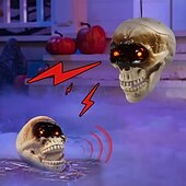 お買い得  ハロウィンパーティー用品-ハロウィーンの電動スカルヘッド。サウンドコントロールセンサーが光り、怖い口が開いていて、いたずらや飾りとして吊り下げられます。