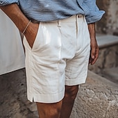 preiswerte Retro-Herren Shorts Leinenshorts Sommershorts Bermudashorts Strandshorts Gerader Schnitt Einfach Weich Atmungsaktiv Knielang Lässig Täglich Ferien Mode Streetwear Schwarz Weiß Unelastisch