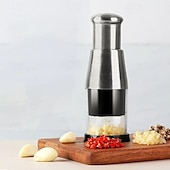 abordables Ustensiles et gadgets de cuisine-Hachoir à ail pressé multifonctionnel manuel broyeur d&#039;ail trancheuse à légumes outil de cuisine en acier inoxydable presse-ail portatif aide à la cuisson facile usage domestique