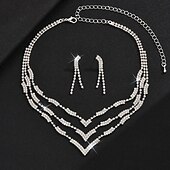 abordables Parures de Bijoux-un parure de bijoux de mariée 2 Zircon Diamant Imitation 1 Collier Boucles d&#039;oreilles Femmes Élégant Classique Doux Adorable Superposé Amour Précieux Parure de Bijoux Pour Mariage Anniversaire Cadeau