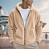 economico felpe in pile-Per uomo Felpa con cappuccio Felpa con cappuccio a zip intera Felpa con cappuccio in pile Felpa con cappuccio in pile Sherpa Nero Blu marino Cachi Grigio Con Cappuccio Semplice Con zip Tasca Frontale
