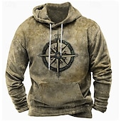 preiswerte 3D-Kapuzenpullis für Männer-Herren Kapuzensweatshirt Braun Braun 2 Mit Kapuze Druck Tasche Sport &amp; Outdoor Täglich Ferien Polyester Vintage Streetwear Basic Frühling Herbst Bekleidung Kapuzenpullover Sweatshirts
