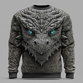voordelige 3D-sweatshirts voor heren-Voor heren Draak 3D Sweatshirt Sweatshirt Lange mouw Trui Strakke ronde hals Casual Punk &amp; Gothic Feest Streetwear 3D Alle seizoenen