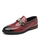 abordables Semi-formel-Mocassins en similicuir bordeaux pour homme, effet crocodile, avec boucle décorative en métal, pour hommes d&#039;affaires, événements formels et banquets