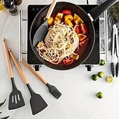 cheap Kitchen Utensils &amp; Gadgets-12-Piece Silicone Kitchen Utensil Set, Non-Stick Cooking Tools Including Spatula, Turner, Tongs, and Whisk, Heat Resistant Silicone Cooking Utensils for Baking and Stirring