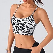 זול חזיות ספורט וגופיות-בגדי ריקוד נשים חזיית יוגה טנק חזיית פילאטיס תחתונים תמיכה בינונית נושם גב קרוסי פרחים ספורט לבוש אקטיבי כחול בהיר כחול אגם חדר כושר פילאטיס ריצה