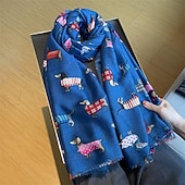economico Scialli e stole da donna-Per donna Sciarpa rettangolare Streetwear Quotidiano Data Nero Bianco Blu Sciarpa Animale