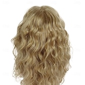 voordelige Historische pruiken-20 inch 80s rockpruiken voor mannen en vrouwen pruik lange blonde pruik met pony 1980s kostuum halloween blonde krullende golvende pruiken mullet rocker disco punk stijl