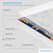 お買い得  ウォールステッカー-24枚のモロッコ風タイルステッカー、厚手のクリスタルフィルムPVC壁用デカール、防水 &amp;耐油性、取り外し可能なレトロなタイル壁装飾、バスルーム、キッチン、ヴィンテージホーム