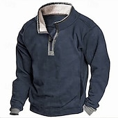 baratos camisolas de lã-Homens Moletom Moletom de lã Moletom com zíper Preto Azul Verde Cáqui Cinzento Colarinho Clerical Tecido Zip Up Desportos e Ar livre Casual Diário Roupa de rua Legal Roupa de Esporte Outono &amp; inverno