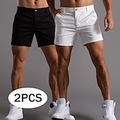 olcso munka rövidnadrág-Férfi Rövidnadrágok Chino Shorts Bermuda nadrág Strand rövidnadrág Munkanadrág Zseb Sima Mokaszinok Rövid Szabadtéri Hétköznapi Napi Szabadság Stílusos Fekete + sötétkék Sötétszürke+fekete