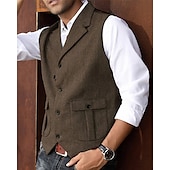 abordables Chalecos-Hombre Chaleco Vacaciones Fiesta Negocio Moda Casual Verano Primavera Bolsillo Botones Poliéster Cómodo Plano Recto 1 botón Diseño Ajuste regular Azul Marino Verde Oscuro Café Gris Chaleco