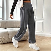 levne Jóga kalhoty a Bloomers-Dámské Kalhoty na jógu Harémové kalhoty Bombarďáky Lehká váha Zaštíhlující Vysoký pas Tělocvična Taneční Sportovní Spodní část oděvu Pevná barva Šedá Podzim Sportovní Sportovní oděvy Volný