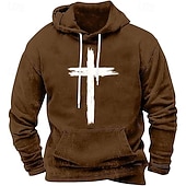preiswerte 3D-Kapuzenpullis für Männer-Herren Kapuzensweatshirt Schwarz Weiß Rote Blau Braun Mit Kapuze Kreuz Tasche Druck Sport &amp; Outdoor Täglich Ferien Polyester Streetwear Basic Lässig Frühling Herbst Bekleidung Kapuzenpullover