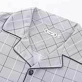 economico Pigiami-Per uomo Pigiami Set Pigiama Top e pantaloni del pigiama 1 Set Plaid Moda Elegante Classico Casa Quotidiano Da letto Poliestere Comodità Morbido Traspirante Bavero Manica Lunga Camicia Pantalone