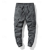 baratos Calças Cargo-Homens Calças Cargo Calças Cintura elástica Com Cordão Bolso multi Tecido Vestível Ao ar livre Diário Acampar e Caminhar Moda Clássico Preto Verde Tropa