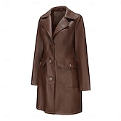 cheap Winter Coats-Women&#039;s Coat Comfortable Buttons Fashion Street Style Plain Outdoor Casual Daily Long Turndown Regular Fit Long Sleeve Outerwear Black Burgundy Camel Fall Winter