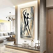 baratos Pinturas de Pessoas-Pintura a óleo feita à mão em tela, arte de parede, decoração, personagem de dança abstrata simples para decoração de casa, moldura esticada, pintura pendurada/pintura enrolada sem moldura, não