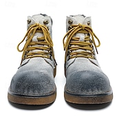 abordables Bottes de randonnée-Bottines à lacets en daim vert pour homme – chaussures de travail vintage pour l&#039;extérieur, idéales pour la randonnée automnale, le jardinage et le quotidien
