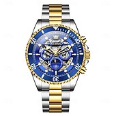 abordables Montres à quartz-OLEVS Hommes Montre à quartz Créatif Mode Décontracté Montre-bracelet Remontage automatique Phase de Lune Lumineux IMPERMÉABLE Acier Suivre