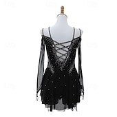 abordables Vestidos de Patinaje Artístico-Vestido de patinaje artístico Mujer Chica Patinaje Sobre Hielo Vestidos Negro Retazos Espalda Abierta Malla Licra Elástico Entrenamiento Profesional Competición Ropa de Patinaje Mantiene abrigado