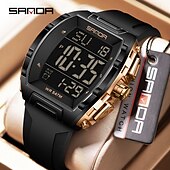 abordables Montres numériques-Sanda 6286 Montre électronique pour étudiant de type tonneau de vin Réveil multifonctionnel Montre numérique électronique pour étudiant Réveil