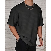 abordables t-shirts de base-Homme T-shirt Chemise à manches courtes Manche Courte Col ras du cou Été Uni Mode Designer Basique Jacquard Vacances Rue Sortir Noir Blanche Kaki T-shirt haut de gamme pour homme