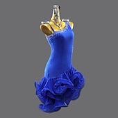 abordables Tenues de danse latine-Danse salsa latine Robe Strass Couleur unie Épissage Femmes Performance Entraînement Sans manches Chinlon