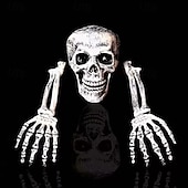 billiga Utomhusdekoration-Halloween-skelett, banbrytande dekorationsset, realistiska dödskalle- och armstöttor för utomhusträdgårdsdekor, läskigt Halloween-skelett-rekvisitakit