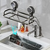 economico Rack di archiviazione-mensola da bagno con ventosa montata a parete, mensola impermeabile per cosmetici con drenaggio, perfetta per il bagno &amp;organizzazione della cucina