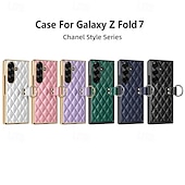 baratos Capa Samsung-telefone Capinha Para Samsung Galaxy Dobra Z 7 Dobra Z 6 Z Fold 5 Z Fold 4 Z Fold 3 Capa traseira Suporte para Alianças Proteção de corpo inteiro Retro TPU Couro PU