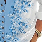 abordables Motif de plantes-Homme Imprimé Floral Fleurs Chemise Chemise à col montant manche longue Mode Décontractée Vacances Tenue quotidienne Sortir Printemps Automne Col mandarin Band Collar Boutonné Chemise en lin Blanche