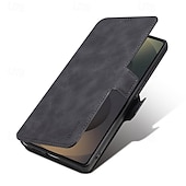 cheap Samsung Cases-Phone Case For Samsung Galaxy S25 Plus S25 Ultra S24 Ultra S24 Plus Back Cover Support Wireless Charging Kickstand Card Slot Retro TPU PU Leather