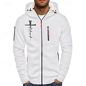 economico felpe con cappuccio da uomo di base-Per uomo Felpa con cappuccio Felpa con cappuccio a zip intera Nero Bianco Blu marino Grigio chiaro Grigio scuro Con Cappuccio Croce Cerniera Tasca Sport &amp; Outdoor Quotidiano Ferie Poliestere