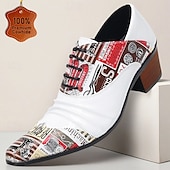 preiswerte Elementare Anzugschuhe-weiße Slipper für Herren mit Zeitungsdruck-Design und hohem Fashion-Appeal, ideal für lässige Tage, Streetstyle und kreative Events