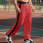 baratos Calças Desportivas-Homens Calças Esportivas Corredor Calças Calça casual Calças de Corrida Listra lateral Cintura elástica Com Cordão Tecido Conforto Comprimento total Ao ar livre Casual Diário Férias Esportes Preto