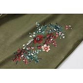 abordables pierna ancha y cintura alta-Pantalones anchos bohemios para mujer, largos, con estampado de flores naturales, bolsillos y cordón elástico, cómodos para exteriores, vacaciones, fin de semana, color verde, corte regular.