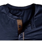 economico Maglietta casual Henley-Per uomo Maglia Henley Maglietta Manica Lunga Tinta unica Semplice Tinta unita Moda Designer Casual Tasca Bottoni Henley All&#039;aperto Casuale Quotidiano Estate Autunno Inverno Grigio scuro Nero Bianco