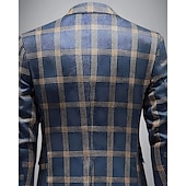preiswerte Herren Klassische Blazer-Herren Blazer Geschäft Cocktailparty Hochzeitsfeier Mode Lässig Frühling Herbst Polyester Karomuster Tasche Knöpfe Bequem Einreihig Blazer Schwarz Blau Braun
