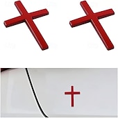 abordables Autocollants muraux-Lot de 4 autocollants en métal représentant une croix de Jésus-Christ, emblème en métal 3D pour voiture, moto, vélo électrique, décoration de logo arrière pour modification de véhicule