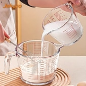 levne Kuchyňské náčiní a pomůcky-Odměrka z žáruvzdorného skla o objemu 16,91 oz s rukojetí, velkokapacitní, vhodná do mikrovlnné trouby a trouby, kuchyňský hrnek na pečení s odměrkami