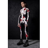 levne Kostýmy pro páry a skupiny-Lebka, kostra, cukrová lebka, body, halloween, skupinové kostýmy pro páry, celotělový kombinéza, strašidelný kostým pro pány, ženy, chlapce, děti, dospělé, představení, párty, klub, halloween,