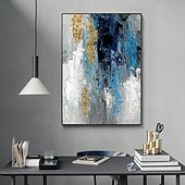 お買い得  油絵-キャンバスに金箔を施した手作りの大型抽象油絵。モダンな額縁なしの絵画。家の装飾に最適な壁アート画像。