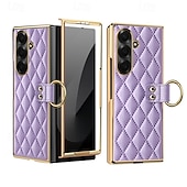 baratos Capa Samsung-telefone Capinha Para Samsung Galaxy Dobra Z 7 Dobra Z 6 Z Fold 5 Z Fold 4 Z Fold 3 Capa traseira Suporte para Alianças Proteção de corpo inteiro Retro TPU Couro PU