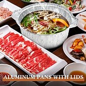 お買い得  キャンプ用品-ポータブル 10/5個 使い捨てアルミ鍋 蓋付き 丸型ホイルパン 耐久性のある調理器具 食品容器 休暇旅行 キャンプ ベーキング 加熱調理用 (33.8オンス)
