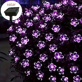 abordables Guirlandes lumineuses led-Guirlande lumineuse solaire en forme de cerisier, 12 m, 100 LED, luminaire décoratif d&#039;extérieur, idéal pour Noël, un mariage, une cour, un balcon ou une clôture, idéal pour Halloween