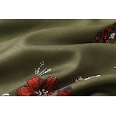 abordables pierna ancha y cintura alta-Pantalones anchos bohemios para mujer, largos, con estampado de flores naturales, bolsillos y cordón elástico, cómodos para exteriores, vacaciones, fin de semana, color verde, corte regular.