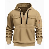 voordelige basic hoodies voor heren-Voor heren Trui met capuchon Hoodie met kwartrits Zwart Wit Wijn Leger Groen Rood Capuchon Effen Zak Kwart ritssluiting Sport &amp; Outdoor Dagelijks Feestdagen Polyester Streetwear Basic Casual Lente