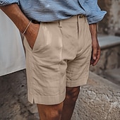 preiswerte Retro-Herren Shorts Leinenshorts Sommershorts Bermudashorts Strandshorts Gerader Schnitt Einfach Weich Atmungsaktiv Knielang Lässig Täglich Ferien Mode Streetwear Schwarz Weiß Unelastisch